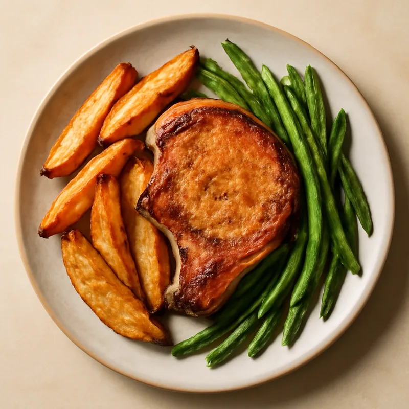 Sheet-Pan Pork Chops With Potato Wedges And Green Beans
