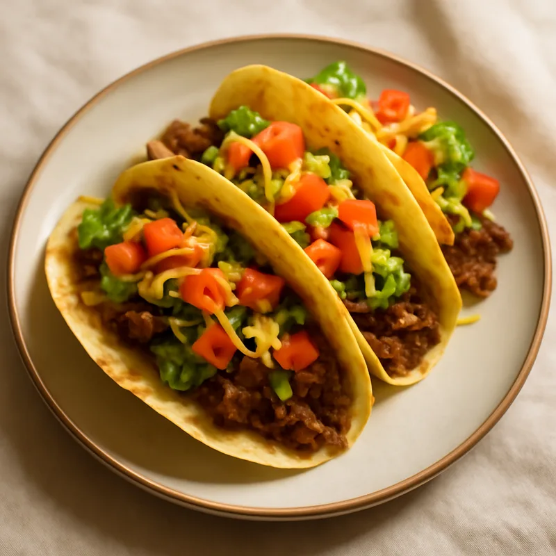 Skillet Beef Tacos With Lettuce, Tomato And Cheddar