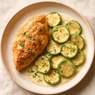 Skillet Chicken And Zucchini In Parmesan Cream Sauce