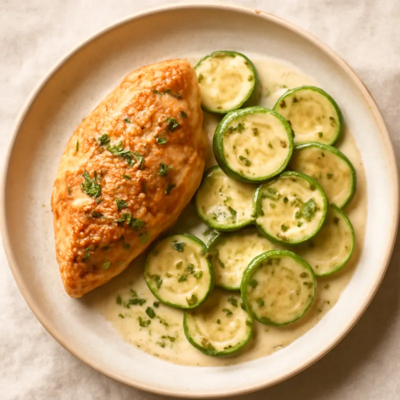 Skillet Chicken And Zucchini In Parmesan Cream Sauce