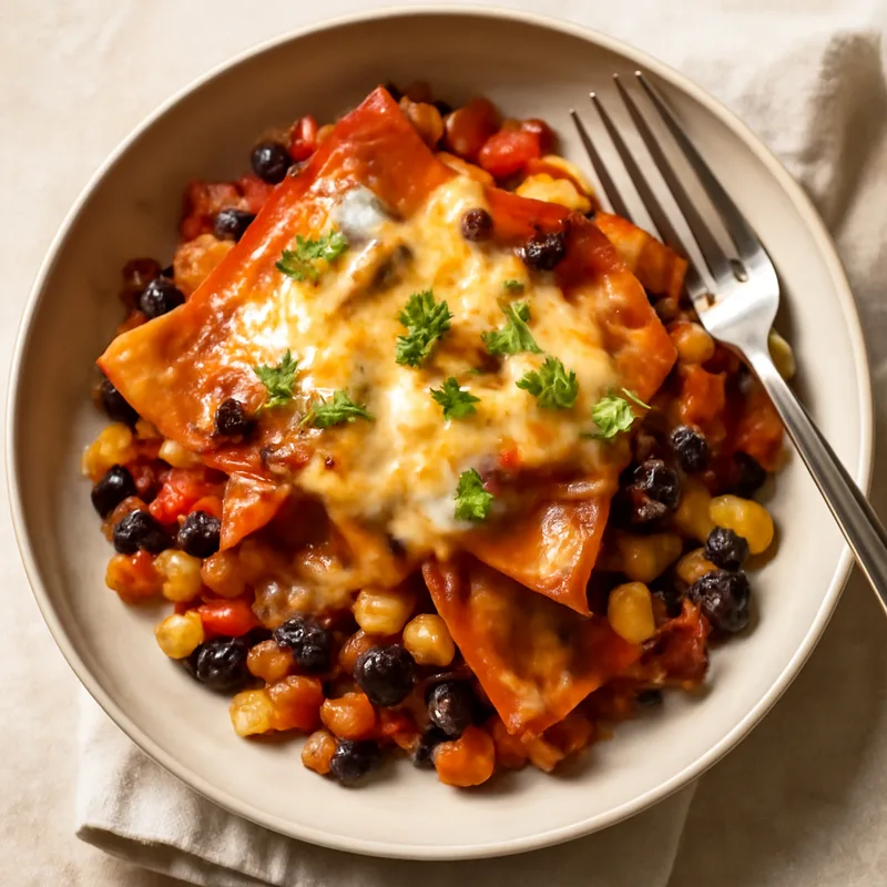 Skillet Corn And Black Bean Enchilada Bake