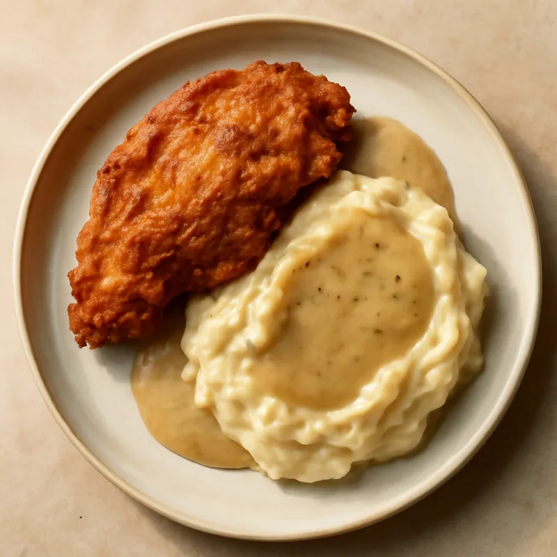 Skillet-Fried Chicken With Mashed Potatoes And Gravy