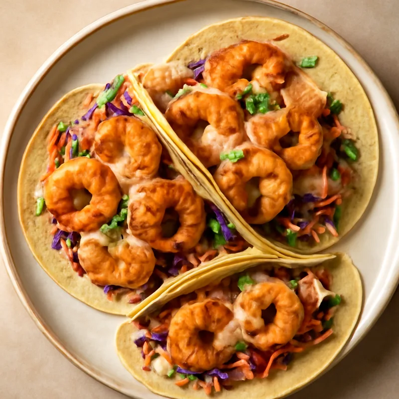 Skillet Shrimp Tacos With Slaw And Chipotle Crema