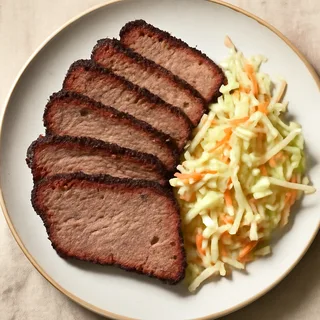 Sliced Beef Brisket With Creamy Horseradish Slaw