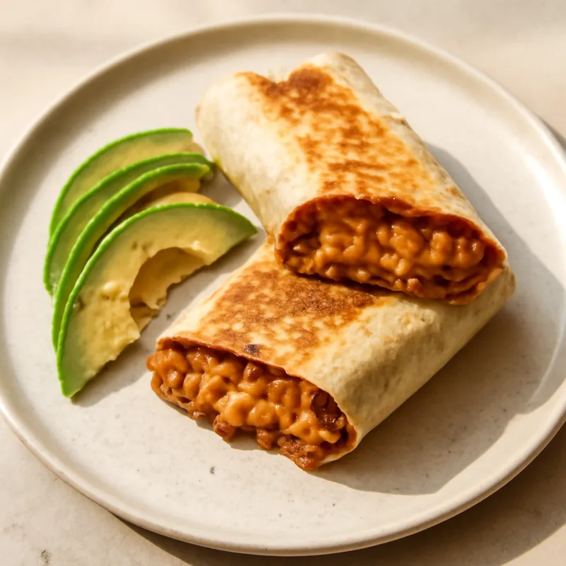Smashed Pinto Bean And Cheddar Burritos With Avocado
