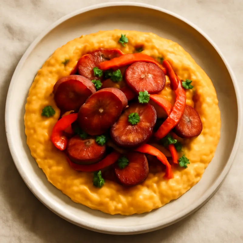 Smoked Sausage And Cheddar Grits Skillet