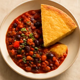 Three-Bean Chili With Skillet Cornbread