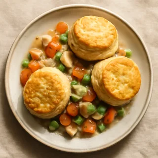 Turkey And Vegetable Pot Pie With Biscuits