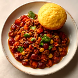 Turkey Skillet Chili With Cornbread Muffins