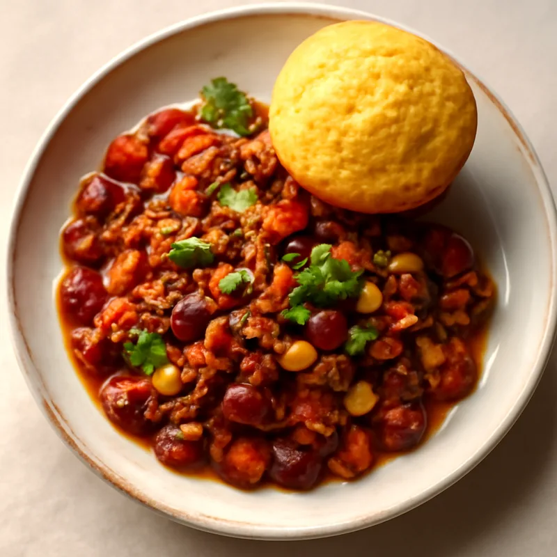 Turkey Skillet Chili With Cornbread Muffins