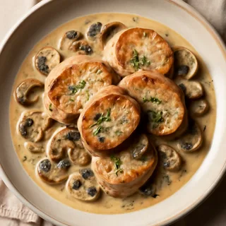 Turkey Tenderloin Medallions With Mushroom Cream Sauce