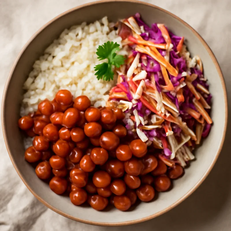 Barbecue Chickpea And Rice Bowls With Slaw