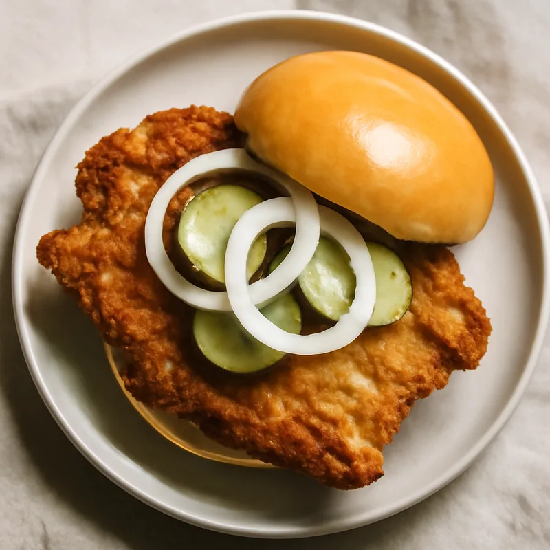 Breaded Pork Tenderloin Sandwiches With Pickles And Onion