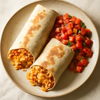 Cheesy Bean And Rice Burritos With Salsa