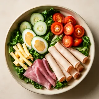 Chef Salad Bowls With Turkey, Ham And Swiss