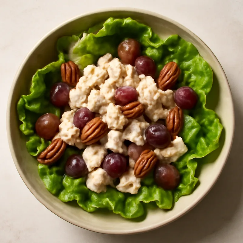 Chicken Salad Bowls With Grapes, Pecans And Butter Lettuce
