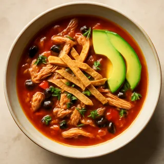 Chicken Tortilla Soup With Avocado And Crisp Tortilla Strips