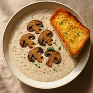 Creamy Mushroom Soup With Garlic Butter Toast