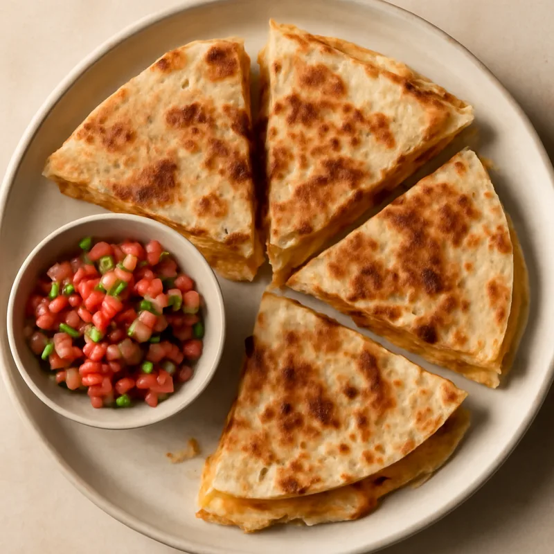 Crispy Potato And Cheddar Quesadillas With Salsa