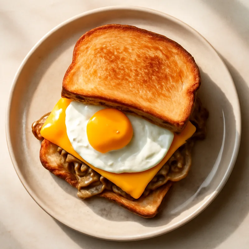 Diner Fried Egg Sandwiches With American Cheese And Griddled Onions