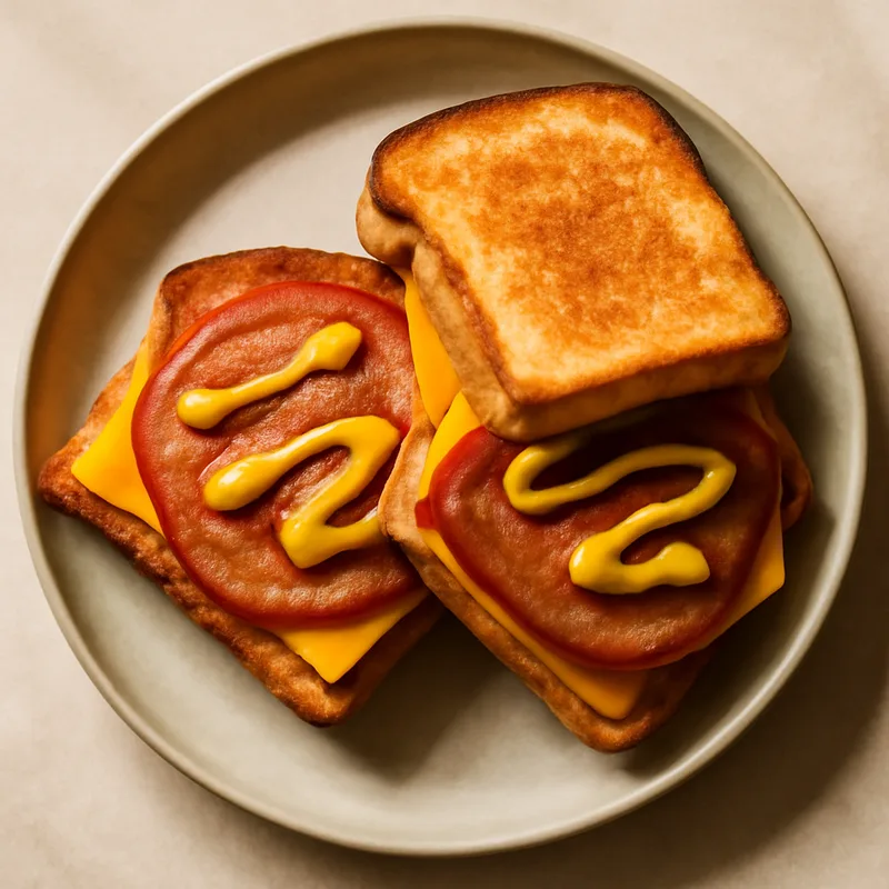Fried Bologna Sandwiches With American Cheese And Mustard