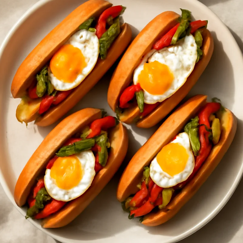 Fried Pepper, Potato And Egg Sandwiches On Hero Rolls