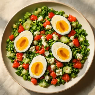 Garden Chopped Salad With Hard-Boiled Eggs, Feta And Olive Oil