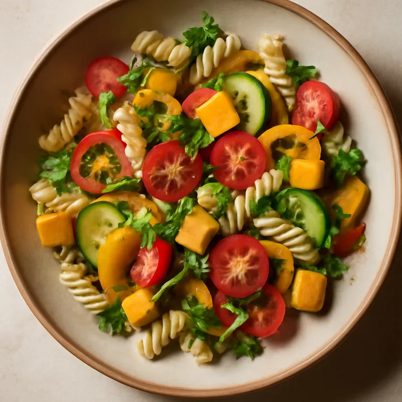 Garden Pasta Salad With Cheddar And Sweet Peppers