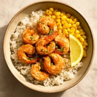 Garlic Butter Shrimp Rice Bowls With Corn