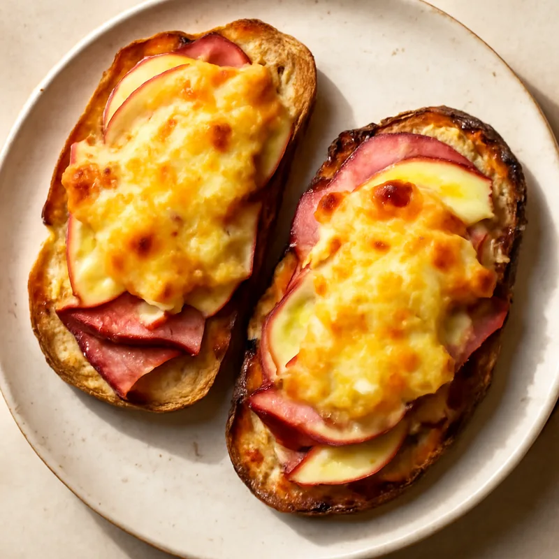 Ham, Apple And Cheddar Melts On Sourdough
