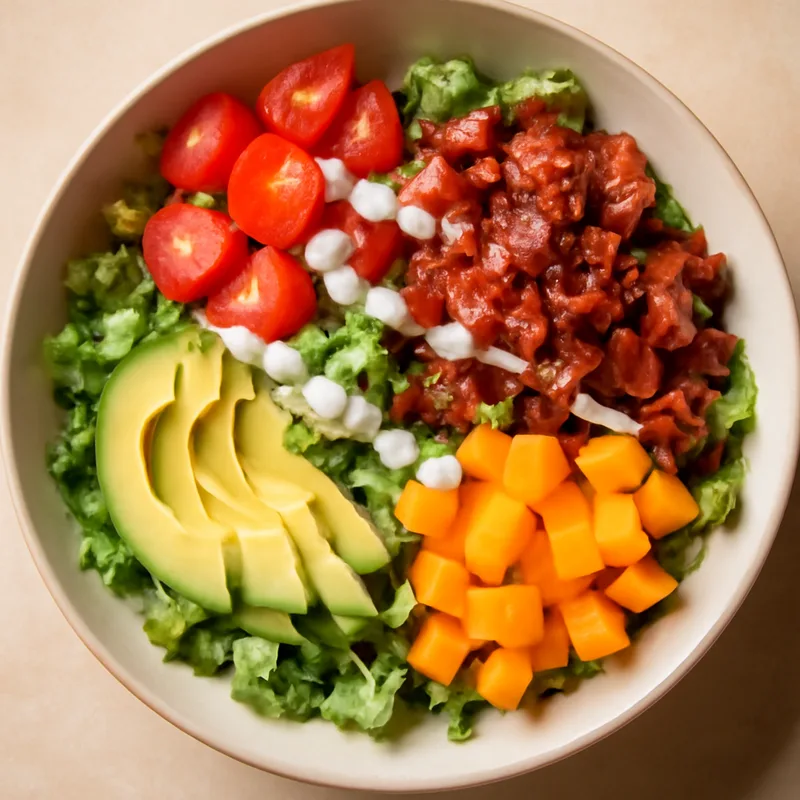 Loaded BLT Salad Bowls With Ranch, Avocado And Cheddar