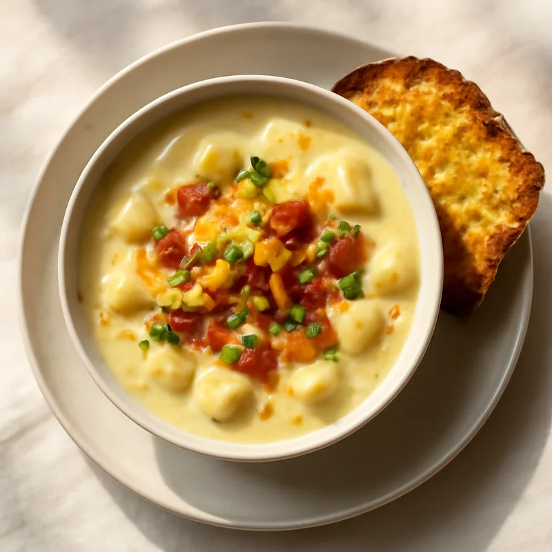 Loaded Potato Chowder With Cheddar Garlic Toast