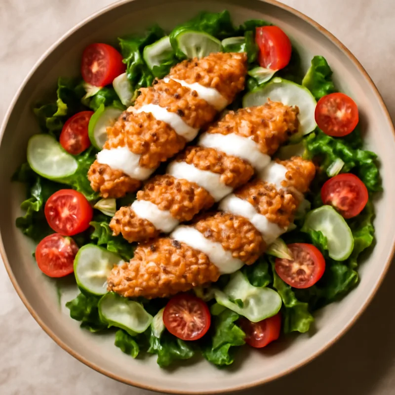 Parmesan Crisp Chicken Salad With Creamy Garlic Dressing