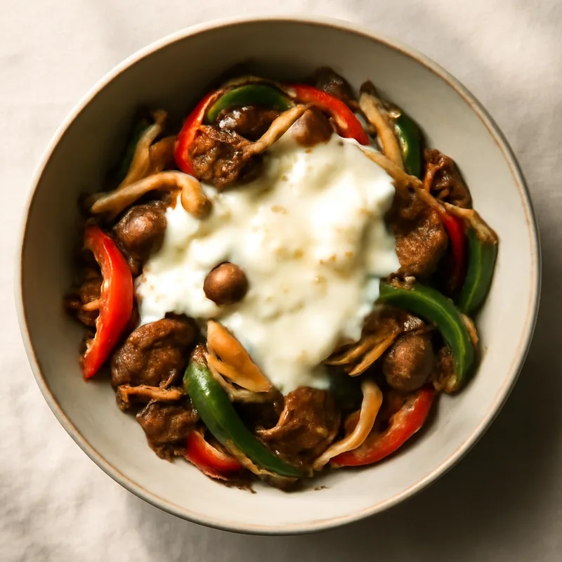 Philly-Style Steak And Pepper Bowls With Melted Provolone