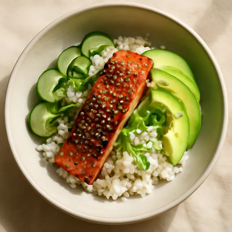 Sesame Salmon Rice Bowls With Avocado