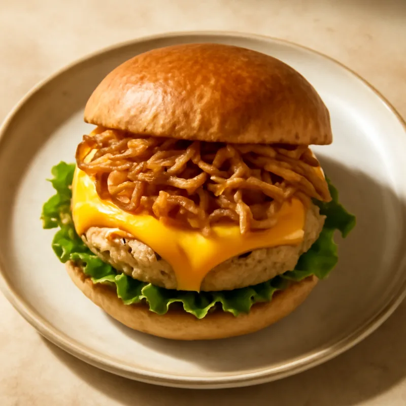 Turkey Burgers With Sharp Cheddar And Crispy Onions