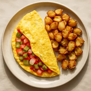 Western Omelet Plates With Ham And Home Fries